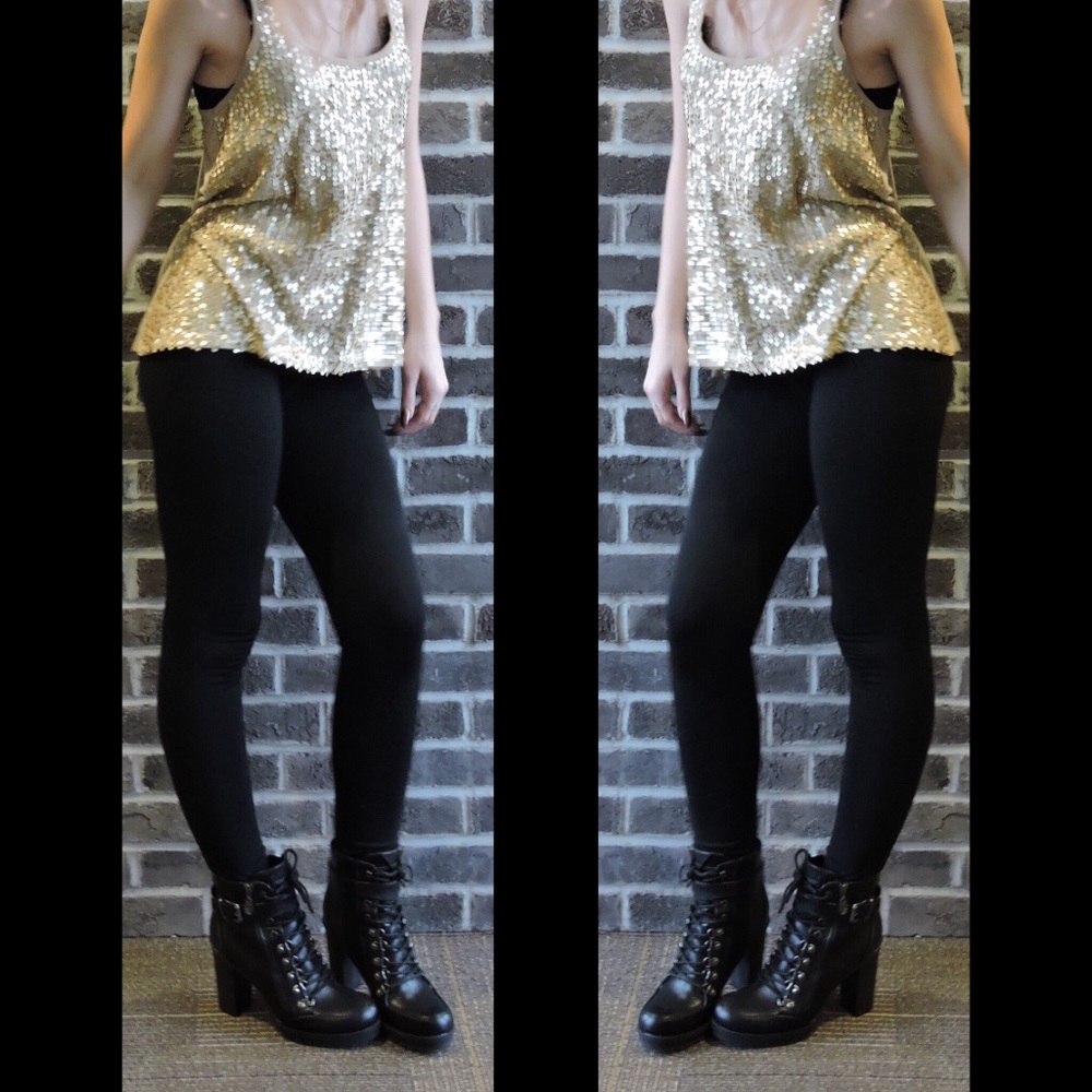 Golden sequin high low tank